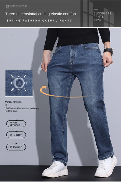 2024 new case fashion trend Youth light business jeans fashion versatile MEN'S loose straight pants MEN'S pants