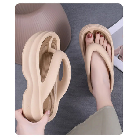 Summer Women's Flip Flops Comfortable Non Slip EVA Thick Sole Sandals 2024 New Fashionable Outdoor Soft Sole Slippers Women
