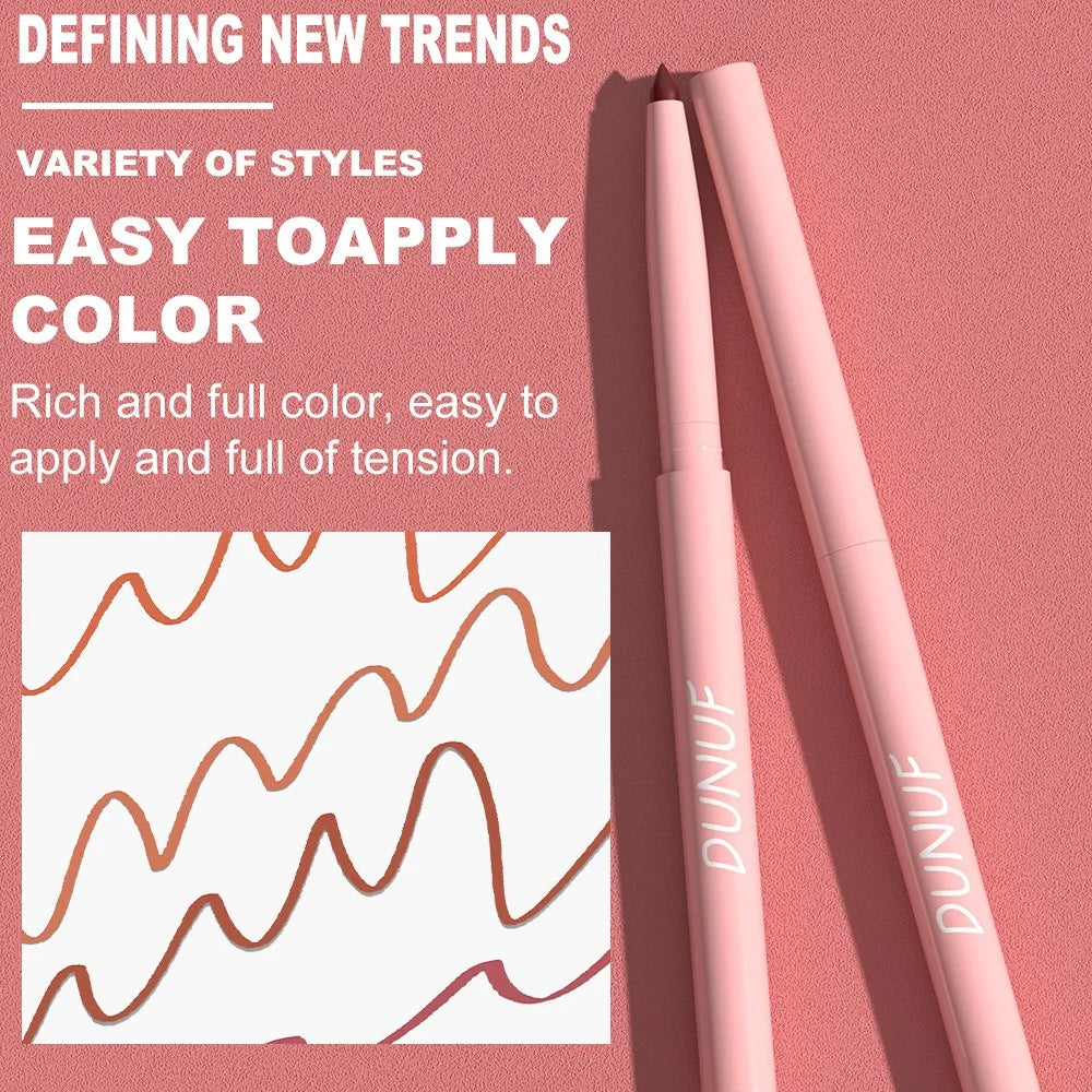 6PC Velvet Matte Lipstick Pen Nude Brown Lip Liner Pencil Kit Smooth Rose Red Pigment Waterproof Long Lasting Dye Cheek Lip Tint