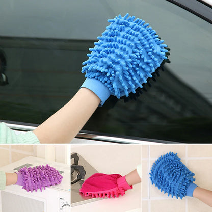 1PC Double-sided Microfiber Washable Car Washing Gloves Car Care Cleaning Gloves Cleaning Cloth Towel Mitt Car Accessories