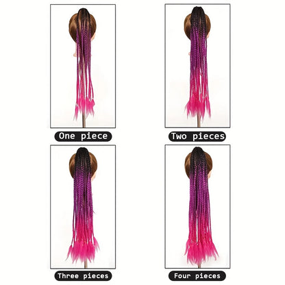 Colorful Braids, Synthetic Wig Extensions, Rubber Bands, Rainbow Braids, Ponytail Hair Accessories, WOMEN'S Party Cosplay Fes