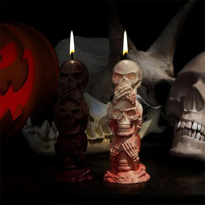 3D Halloween Skeleton Shape Candle Mold Creative Silicone Skull Man Soap Mold Triple Pumpkin Skull Mold DIY Craft Resin Tools