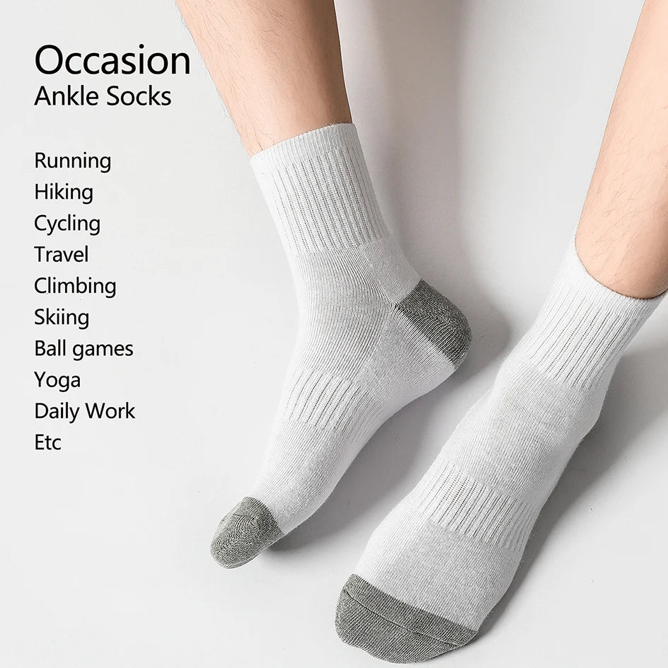 6/12 Pairs Men's Cotton Running Crew Socks Middle Tube High Quality Casual Breathable Sports Socks For Men and Women Soft Sock