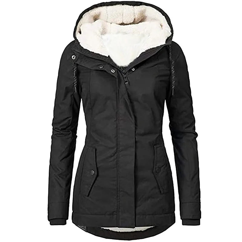 Women Splice Zipper hooded Coats