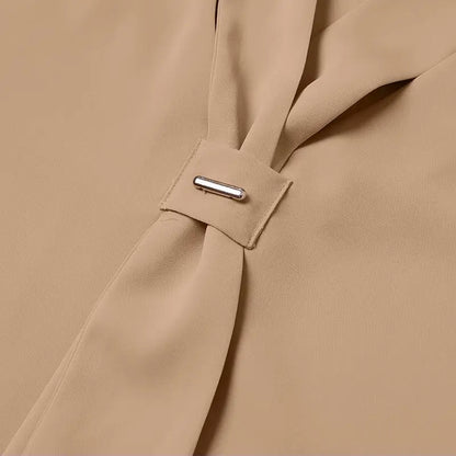 VONDA 2024 Summer Women Tops Fashion Casual Short Sleeve Chiffon Blouse Tie Shirts Loose Solid Color Tunic Blusas Femininas