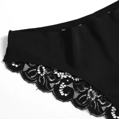 TrowBridge 3PCS Women's Panties Set Sweet Lace Underwear Soft Silk Satin Lingerie French Romantic Woman Briefs Female Sexy Panty