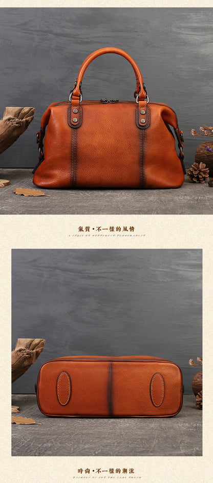 MOTAORA Retro Handmade Women Handbag For Ladies Genuine Leather Should Bags Bohemian Style Soft Cow Boston 2024 Luxury Handbags