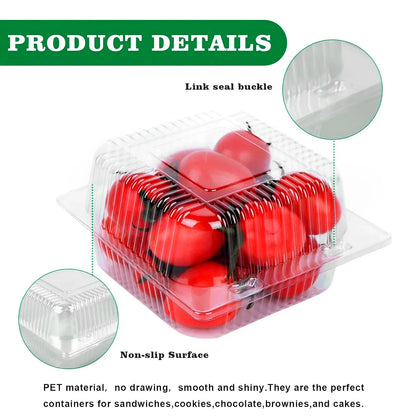 100Pcs Disposable Dessert Cups with Lids 8oz Reusable Cupcake Container Clear Square Single Dessert Box Sealed Cake Storage Box