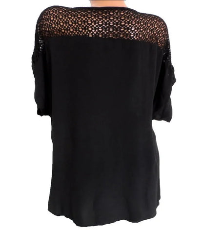Large Size Loose Short-Sleeved Lace Women Blouses Cotton Blouses 2024 Summer V-neck White Shirt Tops Sexy Fashion Women Shirt
