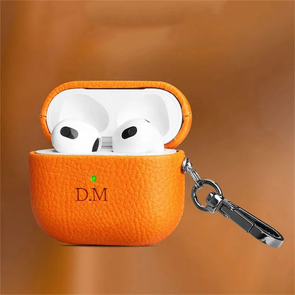 Luxury Lychee Skin Earphone Case For Airpods 3 Pro 2 1 Colorless Name Letters Personalized Customized Protective Cover Case