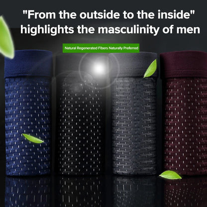 4 Pcs/Lot Men's Boxer Briefs Cool Breathable Comfortable Mesh Bamboo Fiber Soft Fashion Gifts Plus Size Men's Shorts Underwear
