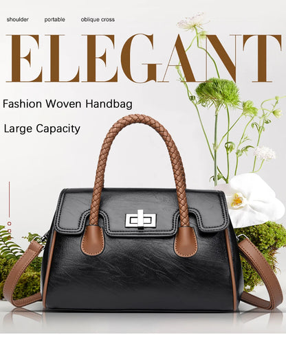 2024 High Quality Soft Leather Women's Handbag Luxury Designer Girl Boston Bag Luxury Large Capacity Shoulder Bags Sac A Main