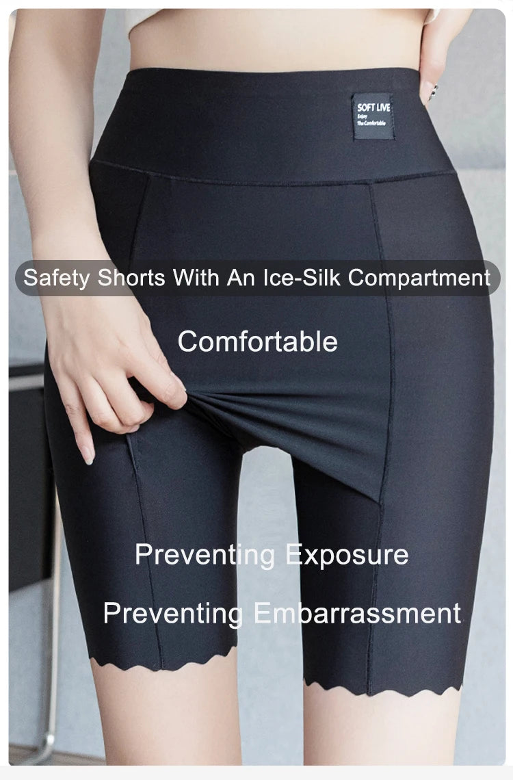 Plus Size Women Shorts Under the Skirt Big Large Summer Seamless Protective Spandex Hip-up Safety Pants Skirt Underpants White