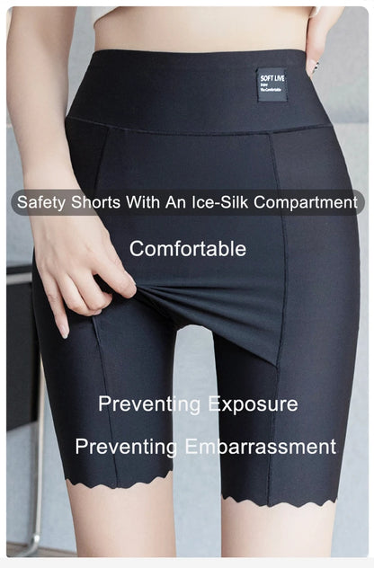 Plus Size Women Shorts Under the Skirt Big Large Summer Seamless Protective Spandex Hip-up Safety Pants Skirt Underpants White