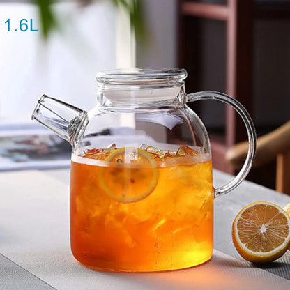 1000/1600ml Transparent Borosilicate Glass Teapot Heat-Resistant Clear Tea Pot Flower Tea Set Coffee Pots Kettle Glass Water Jug