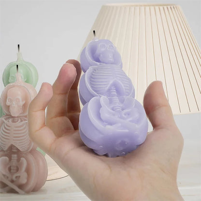 3D Halloween Skeleton Shape Candle Mold Creative Silicone Skull Man Soap Mold Triple Pumpkin Skull Mold DIY Craft Resin Tools