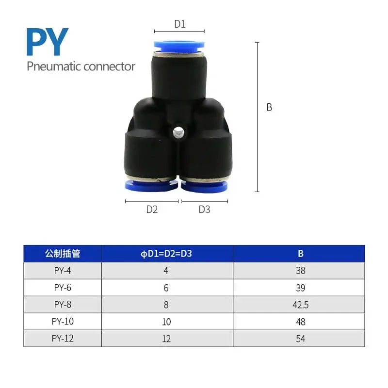 Pneumatic Fitting Fittings Quick Connector Air Water Hose Tube Connectors Plastic PU PY 4mm 6mm 8mm 10mm 12mm Push Into Plug