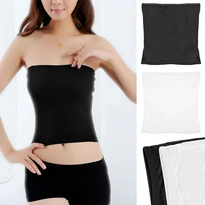 Tube Top Women Corset Fashion Basic Layering Shapewear Stretch Plain Strapless Seamless Sleeveless Tee Crop Top Undershirt