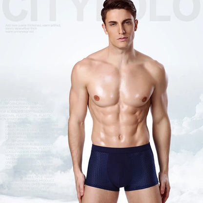 4 Pcs/Lot Men's Boxer Briefs Cool Breathable Comfortable Mesh Bamboo Fiber Soft Fashion Gifts Plus Size Men's Shorts Underwear