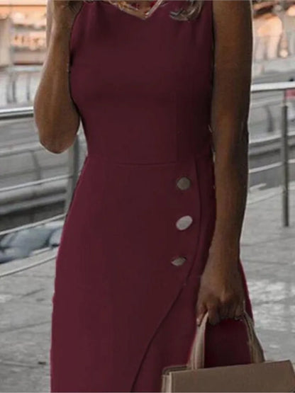 Summer Fashion White O Neck Sleeveless Midi Dress 2024 Women's Elegant Casual Wear Outlet Black Tight Office Dresses Vestidos