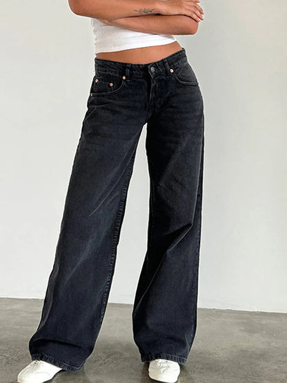 Y2K Baggy Jeans for Women Trendy Low Rise Casual Straight Leg Boyfriend Jeans Denim Pants with Pocket Streetwear