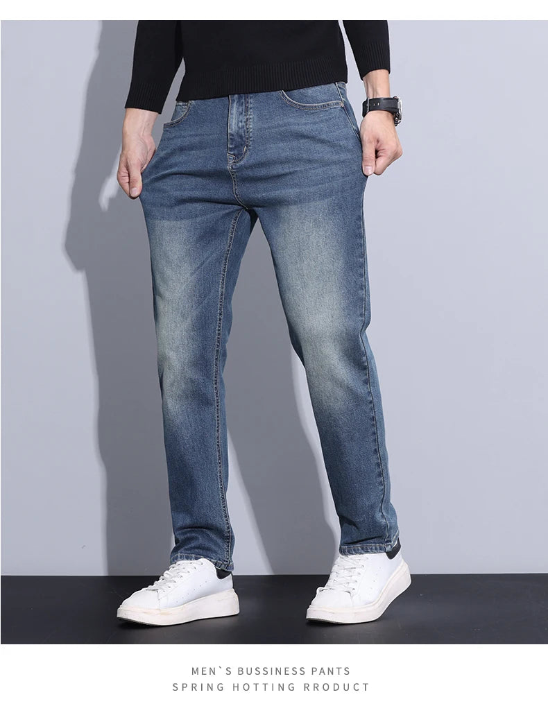 2024 new case fashion trend Youth light business jeans fashion versatile MEN'S loose straight pants MEN'S pants