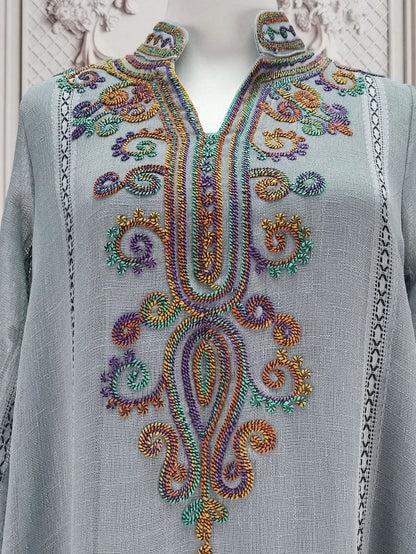 Muslim Abaya for Women Party Dresses Embroidery Long Robe Eid Ramadan Dubai Abayas Kaftan Arab Jalabiya Modest Vestidos Morocco