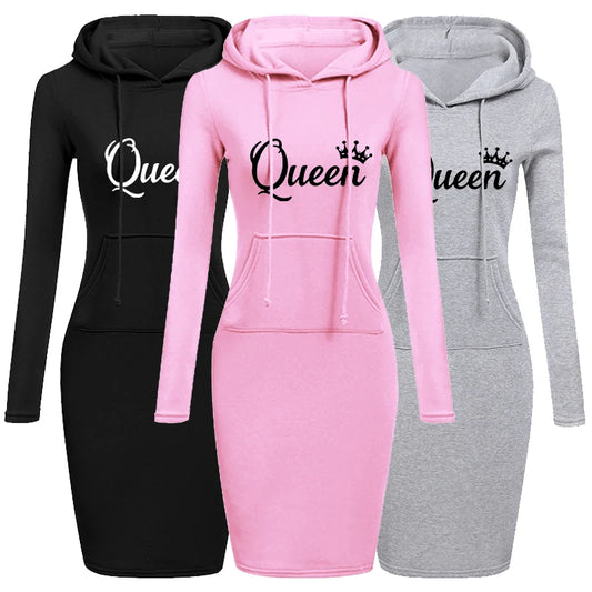 Autumn and Winter Women Long Sleeve Hoodie Dress
