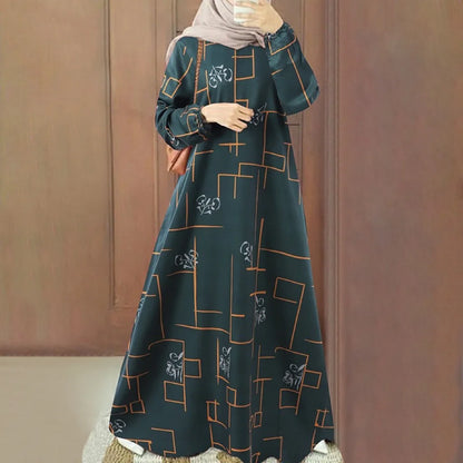 Abaya Muslim Women Print Dress Morocco Ramadan Long Robe Vestidos Abayas Saudi Dubai Arabic Jalabiya Islam Eid Modest Dresses