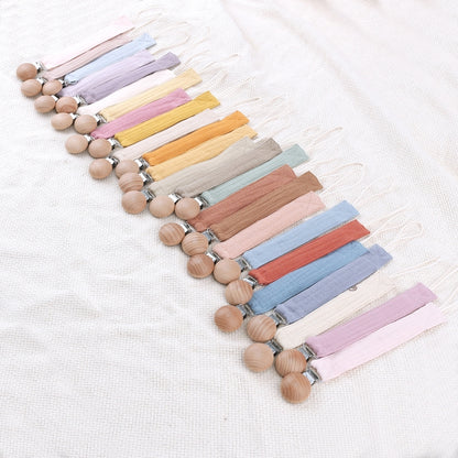 Baby Cotton Pacifier Chain Beech  Pacifier Clip Infant Teething Toy Holder Dropshipping