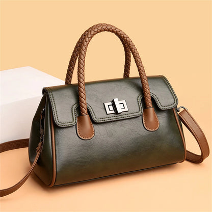 2024 High Quality Soft Leather Women's Handbag Luxury Designer Girl Boston Bag Luxury Large Capacity Shoulder Bags Sac A Main