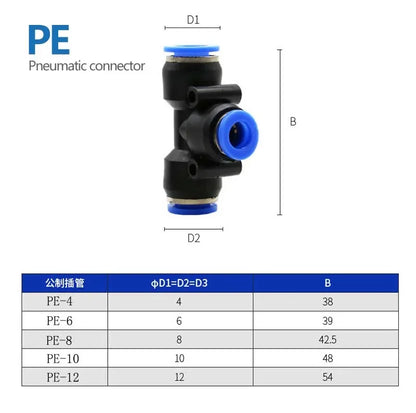 Pneumatic Fitting Fittings Quick Connector Air Water Hose Tube Connectors Plastic PU PY 4mm 6mm 8mm 10mm 12mm Push Into Plug