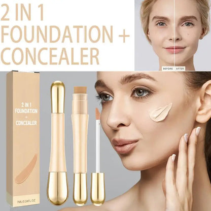Double-headed Facial 2 in 1 foundation and concealer Moisturizing Foundation Brightening Contouring Highlighter Stick