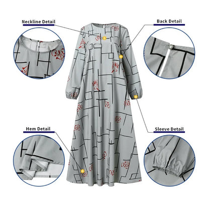 Abaya Muslim Women Print Dress Morocco Ramadan Long Robe Vestidos Abayas Saudi Dubai Arabic Jalabiya Islam Eid Modest Dresses