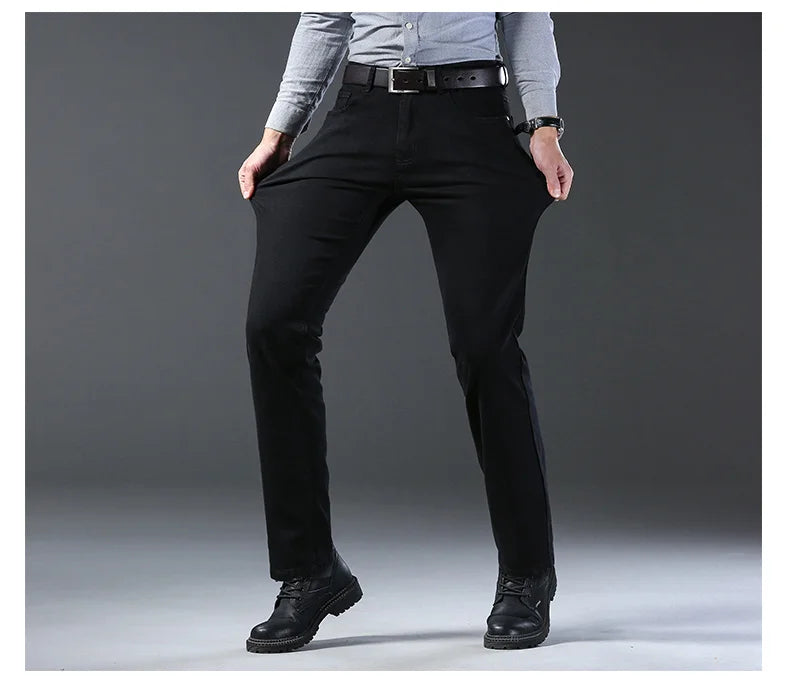 Classic Business Casual Jeans 2024Men's Spring and Autumn Trendy Brand High Quality Retro Slim Fit Elastic Men's Jeans and Pants