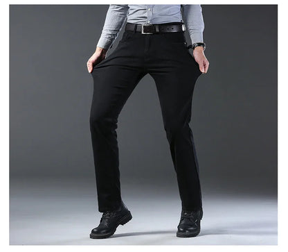 Classic Business Casual Jeans 2024Men's Spring and Autumn Trendy Brand High Quality Retro Slim Fit Elastic Men's Jeans and Pants