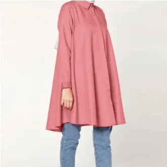 2024 Muslim Fashion Abayas for Women Oversized Solid Loose Casual Cardigan Lapel Button Tops Ladies Modest Blouses Elegant Shirt