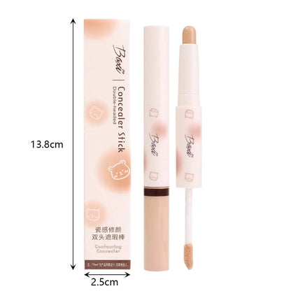 Full Cover Double Head Concealer Stick Waterproof Modify Skin Tone Foundation Cream Full Coverage Acne Marks Contour Face Makeup