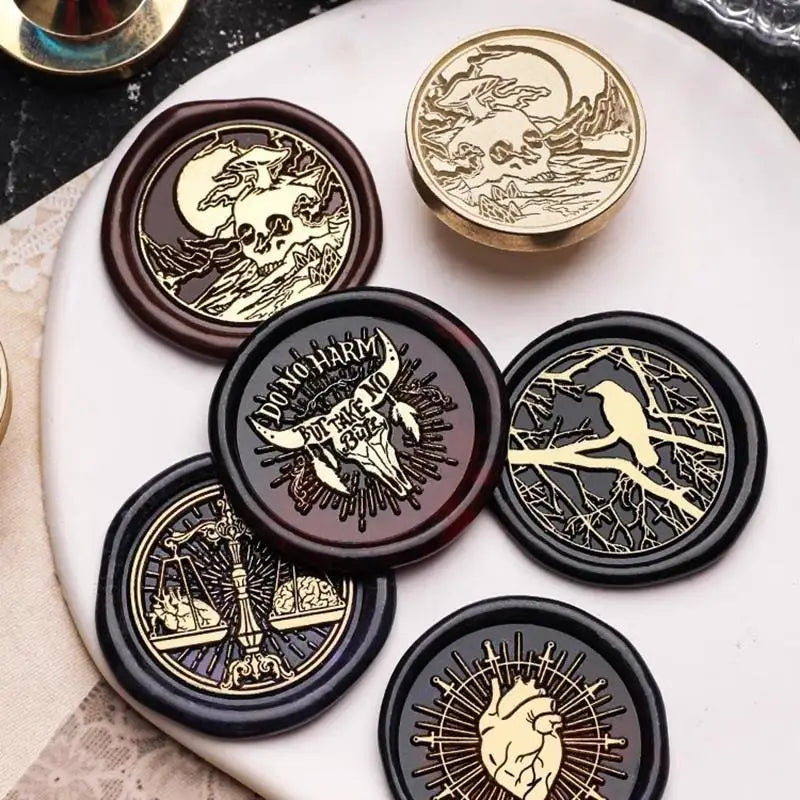 Wax Seal Stamp Dark Series Halloween Fear Skeleton Relief Stamp Head  For Scrapbooking Cards Envelopes Wedding Invitations Gift