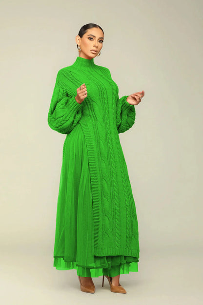 Muslim Women Knitting Dress Modest Robe Vestidos Dubai Saudi Arabic Morocco Abaya Jalabiya Eid Ramadan Knitted Dresses Abayas
