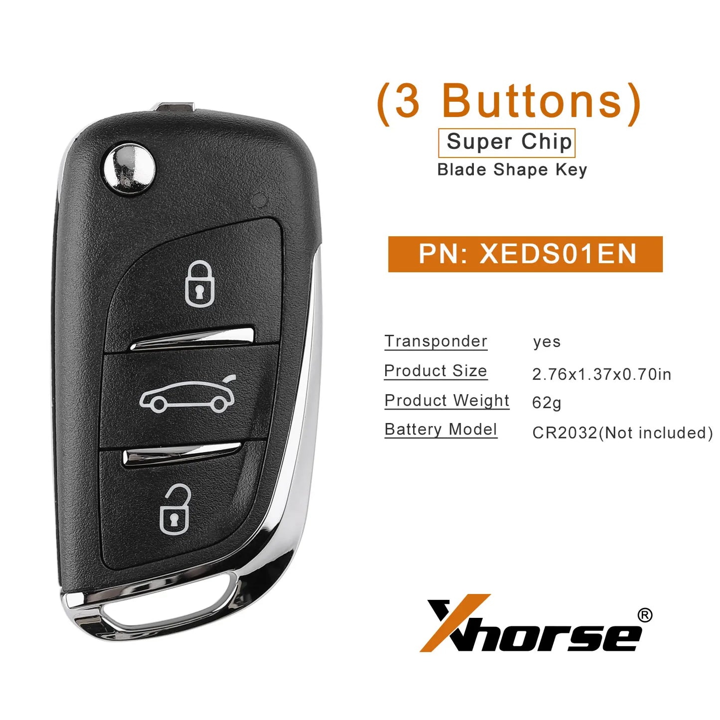 Xhorse XEDS01EN Super Remote For DS Style 3 Buttons with Built-in Super Chip English Version 1 Piece