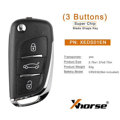 Xhorse XEDS01EN Super Remote For DS Style 3 Buttons with Built-in Super Chip English Version 1 Piece