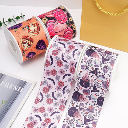 5 Yards Halloween Printed Grosgrain Satin Ribbons For Bows DIY Craft Decoration Packaging Supplies. 68970