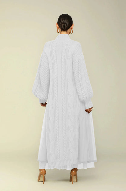 Muslim Women Knitting Dress Modest Robe Vestidos Dubai Saudi Arabic Morocco Abaya Jalabiya Eid Ramadan Knitted Dresses Abayas