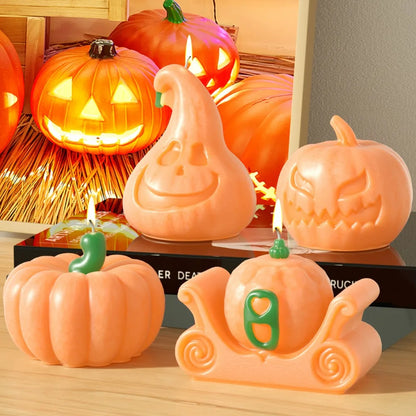 DIY Grimace Squash Silicone Candle Mould Funny Face Cushaw Resin Soap Mold Halloween Party Pumpkin Carriage Chocolate Cake Decor
