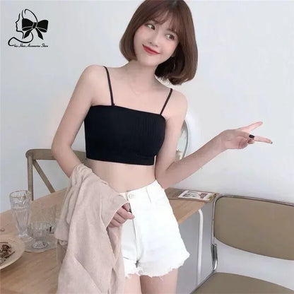 New Fashion Sexy Top Cotton Underwear Tube Top Bra Ladies Thread Bra Comfort Up Women Sports Bra Female Crop Top Sexy Lingerie