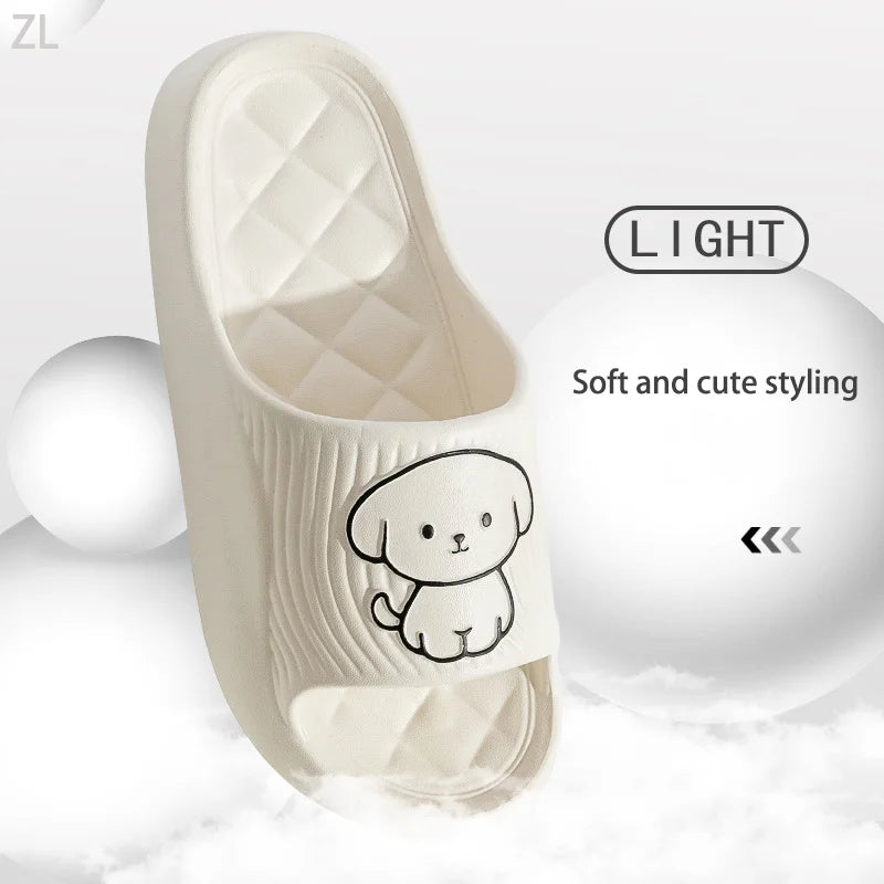 Lovely Couple Pillow Slippers for Women's Summer 2024 New Bathroom Bath Anti Slip Indoor Home Eva Thick Sole Sandals
