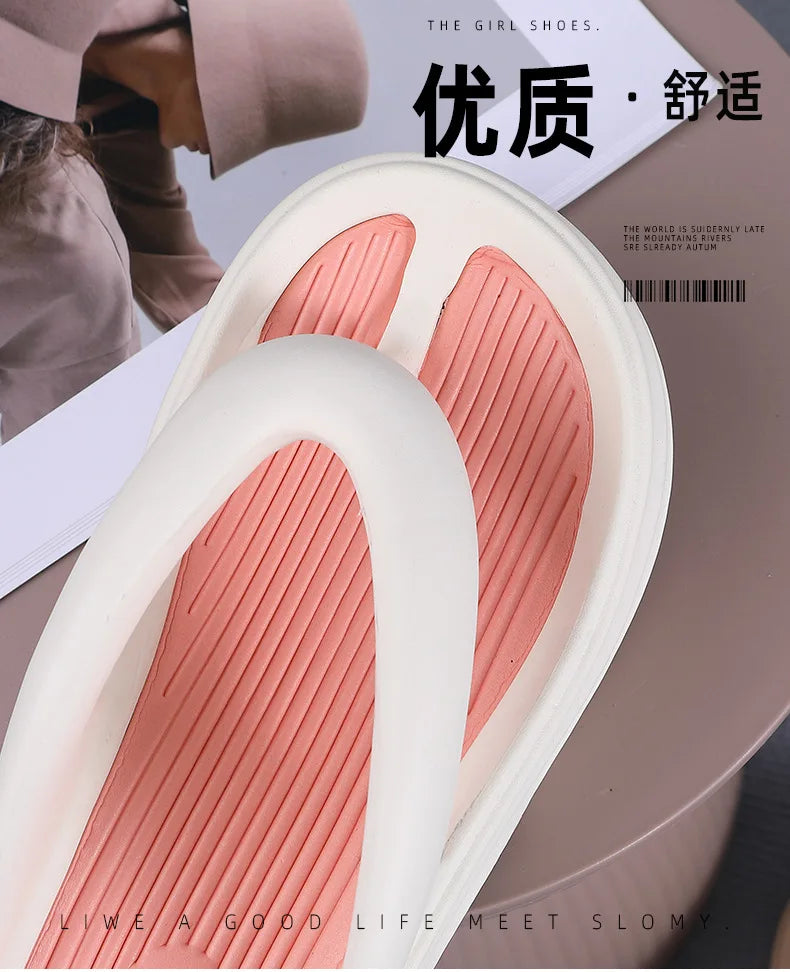 Summer Women's Flip Flops Comfortable Non Slip EVA Thick Sole Sandals 2024 New Fashionable Outdoor Soft Sole Slippers Women