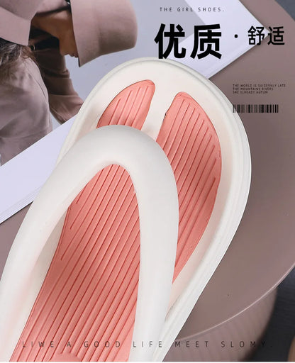 Summer Women's Flip Flops Comfortable Non Slip EVA Thick Sole Sandals 2024 New Fashionable Outdoor Soft Sole Slippers Women
