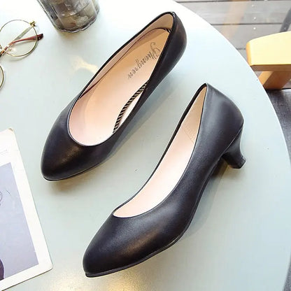 Work Professional Women's Shoes Shallow Mouth Work Stewardess Leather Hotel Employees High Heels Shoes Women